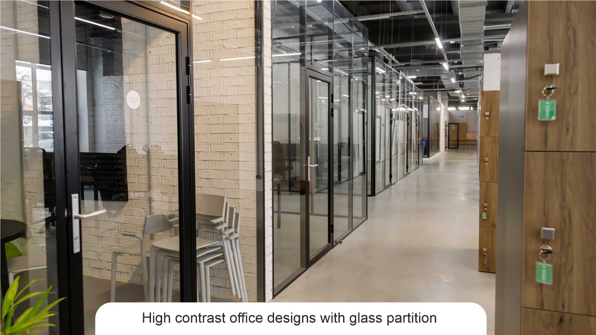 Contemporary Office Design: Glass Dividers Add Bold Contrast