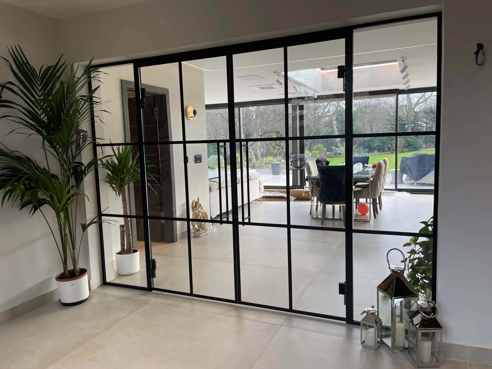 Vish Home black frame single glazed glass partitions 7